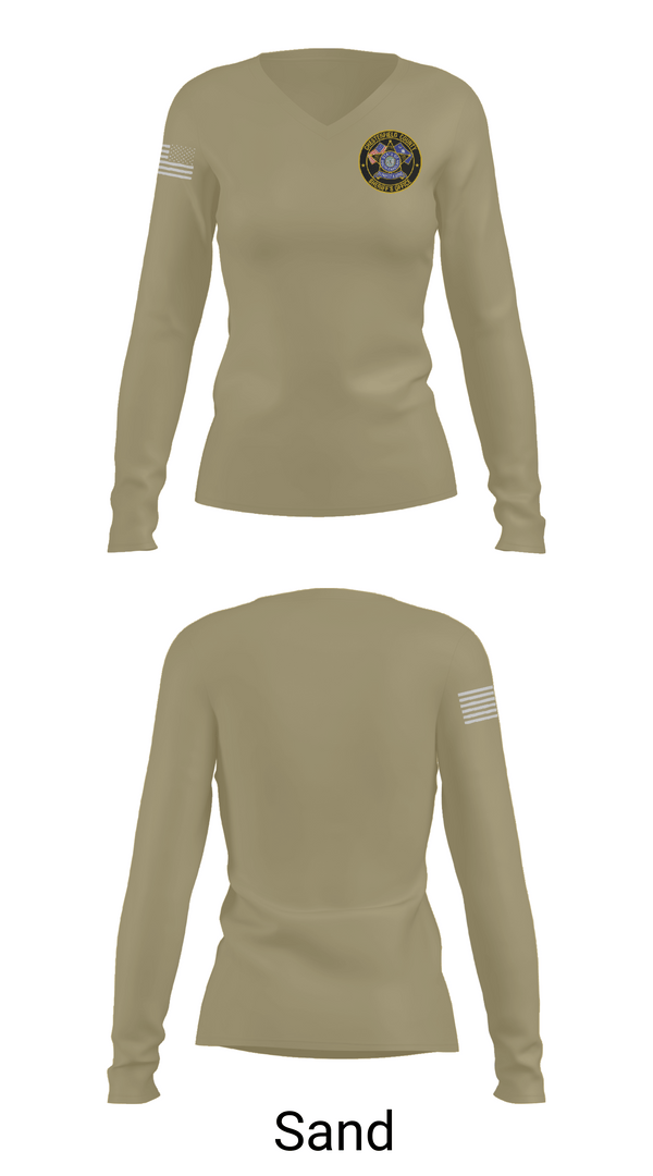 Womens Long Sleeve Vneck Shirt 1, Chesterfield County Sheriff Office, Police, Teamtime, Team time, sublimation, custom sports apparel, team uniforms, spirit wear, spiritwear, sports uniforms, custom shirts, team store, custom team store, fundraiser sports, apparel fundraiser