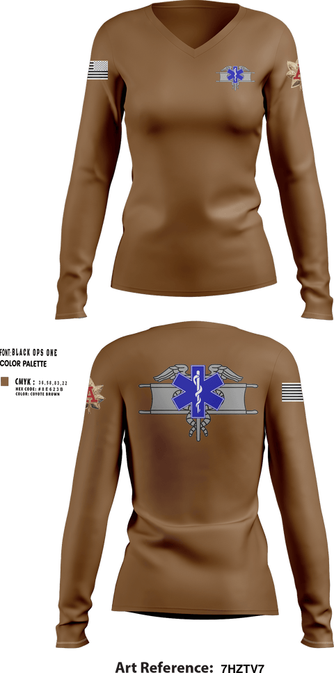 Womens Long Sleeve Vneck Shirt, 14th MP Co., Army, Teamtime, Team time, sublimation, custom sports apparel, team uniforms, spirit wear, spiritwear, sports uniforms, custom shirts, team store, custom team store, fundraiser sports, apparel fundraiser