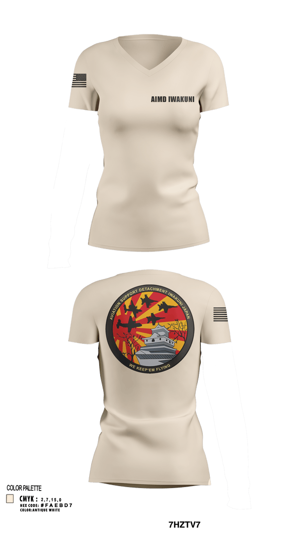 Womens Short Sleeve Vneck Shirt, AIMD Iwakuni, Navy, Teamtime, Team time, sublimation, custom sports apparel, team uniforms, spirit wear, spiritwear, sports uniforms, custom shirts, team store, custom team store, fundraiser sports, apparel fundraiser