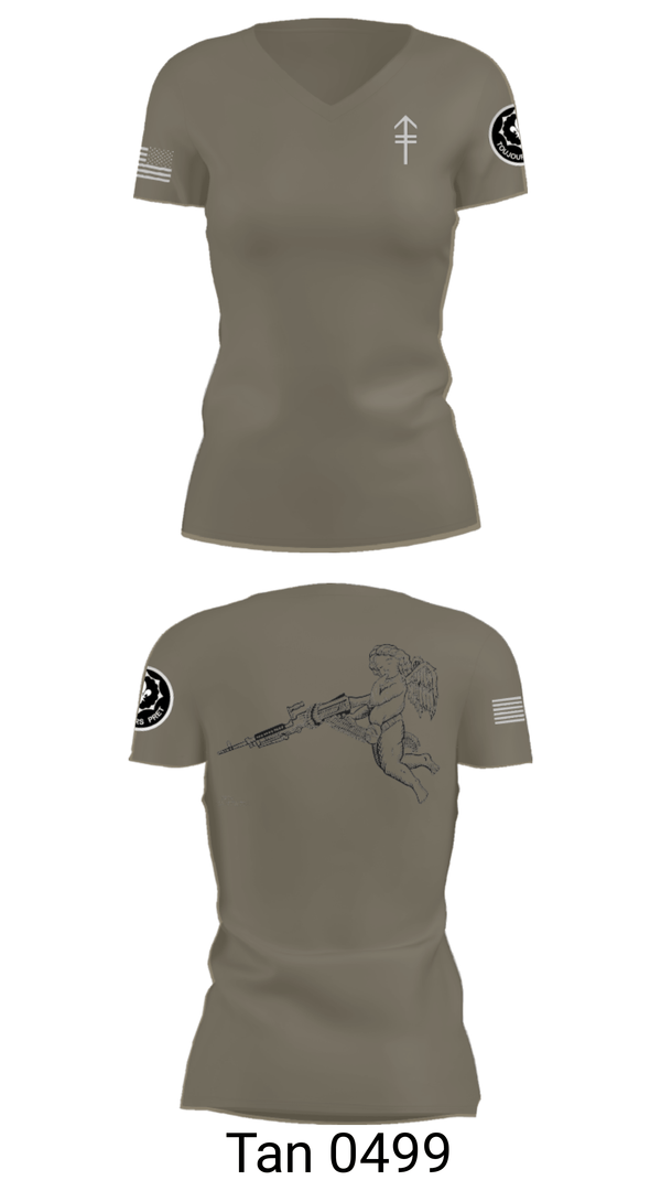 Women's Short Sleeve Vneck Shirt, 2/2 3rd PLT Weapon SquadE TRP 3RD PLT WEAPONS SQUAD, Army, Teamtime, Team time, sublimation, custom sports apparel, team uniforms, spirit wear, spiritwear, sports uniforms, custom shirts, team store, custom team store, fundraiser sports, apparel fundraiser