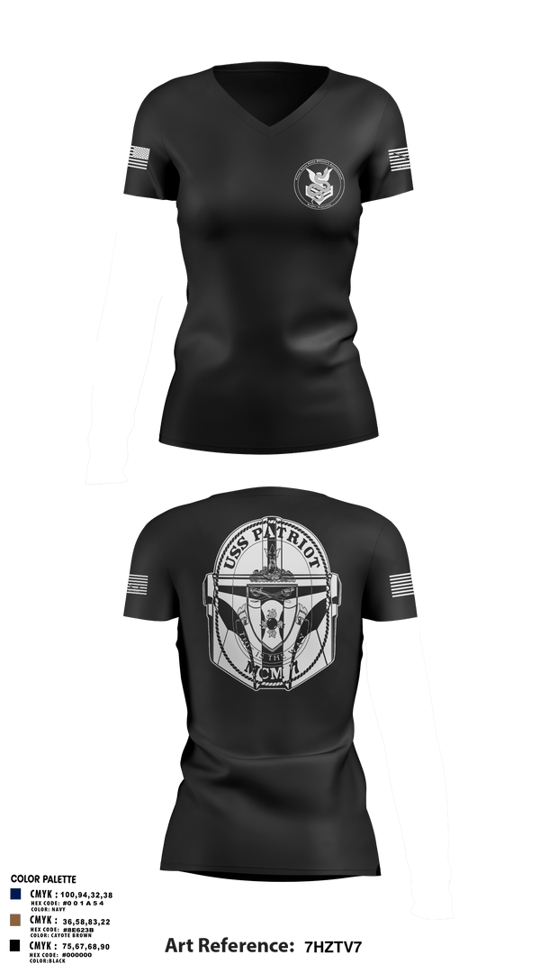 Womens Short Sleeve Vneck Shirt, USS Patriot, Navy, Teamtime, Team time, sublimation, custom sports apparel, team uniforms, spirit wear, spiritwear, sports uniforms, custom shirts, team store, custom team store, fundraiser sports, apparel fundraiser