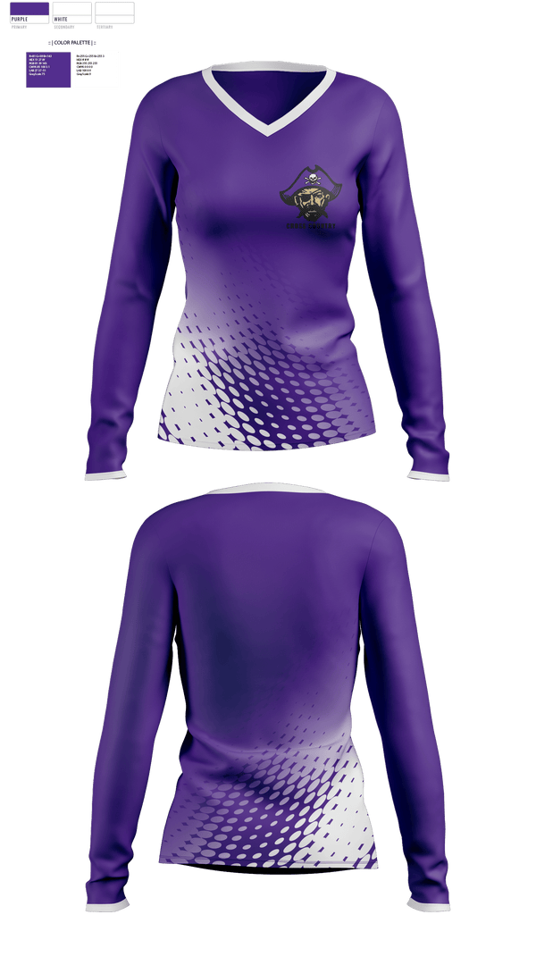 Womens Long Sleeve Vneck Shirt, Piper High School Cross Country, Cross Country, Teamtime, Team time, sublimation, custom sports apparel, team uniforms, spirit wear, spiritwear, sports uniforms, custom shirts, team store, custom team store, fundraiser sports, apparel fundraiser