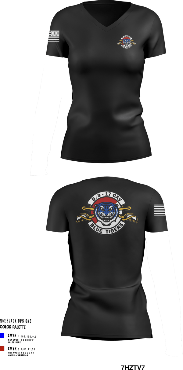 Womens Short Sleeve Vneck Shirt, Delta Troop 3-17 CAV, , Teamtime, Team time, sublimation, custom sports apparel, team uniforms, spirit wear, spiritwear, sports uniforms, custom shirts, team store, custom team store, fundraiser sports, apparel fundraiser