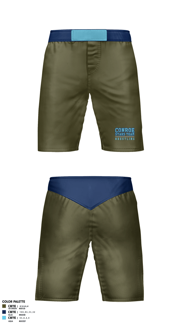 Fight Shorts, Conroe Stars Team, Wrestling, Teamtime, Team time, sublimation, custom sports apparel, team uniforms, spirit wear, spiritwear, sports uniforms, custom shirts, team store, custom team store, fundraiser sports, apparel fundraiser