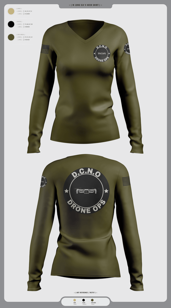 Womens Long Sleeve Vneck Shirt, D.C.N.O, Marines, Teamtime, Team time, sublimation, custom sports apparel, team uniforms, spirit wear, spiritwear, sports uniforms, custom shirts, team store, custom team store, fundraiser sports, apparel fundraiser