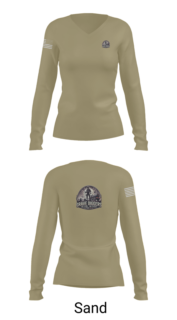 Womens Long Sleeve Vneck Shirt, Gravediggers, , Teamtime, Team time, sublimation, custom sports apparel, team uniforms, spirit wear, spiritwear, sports uniforms, custom shirts, team store, custom team store, fundraiser sports, apparel fundraiser