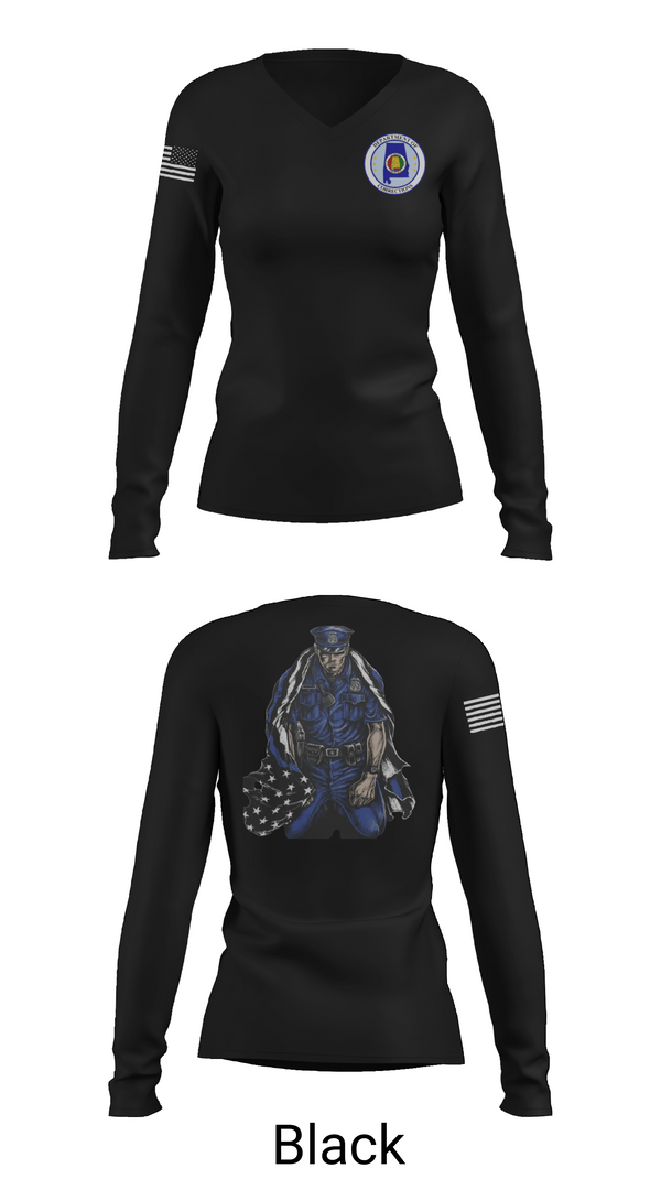 Womens Long Sleeve Vneck Shirt, Alabama Department of Corrections, Police, Teamtime, Team time, sublimation, custom sports apparel, team uniforms, spirit wear, spiritwear, sports uniforms, custom shirts, team store, custom team store, fundraiser sports, apparel fundraiser