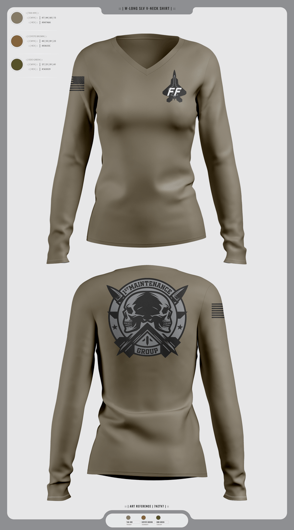 Womens Long Sleeve Vneck Shirt, 1 mxg, Air Force, Teamtime, Team time, sublimation, custom sports apparel, team uniforms, spirit wear, spiritwear, sports uniforms, custom shirts, team store, custom team store, fundraiser sports, apparel fundraiser
