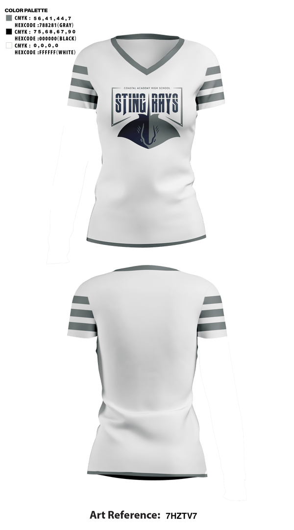 Womens Short Sleeve Vneck Shirt, Coastal Academy High School Cheer, Cheer, Teamtime, Team time, sublimation, custom sports apparel, team uniforms, spirit wear, spiritwear, sports uniforms, custom shirts, team store, custom team store, fundraiser sports, apparel fundraiser