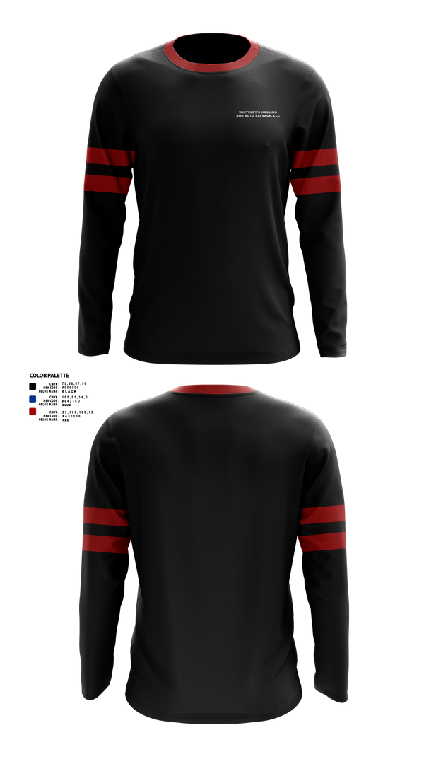 Long Sleeve Performance Shirt, Whiteley’s Hauling And Auto Salvage, , Teamtime, Team time, sublimation, custom sports apparel, team uniforms, spirit wear, spiritwear, sports uniforms, custom shirts, team store, custom team store, fundraiser sports, apparel fundraiser
