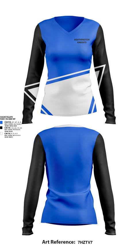 Womens Long Sleeve Vneck Shirt, Southington Knights, , Teamtime, Team time, sublimation, custom sports apparel, team uniforms, spirit wear, spiritwear, sports uniforms, custom shirts, team store, custom team store, fundraiser sports, apparel fundraiser