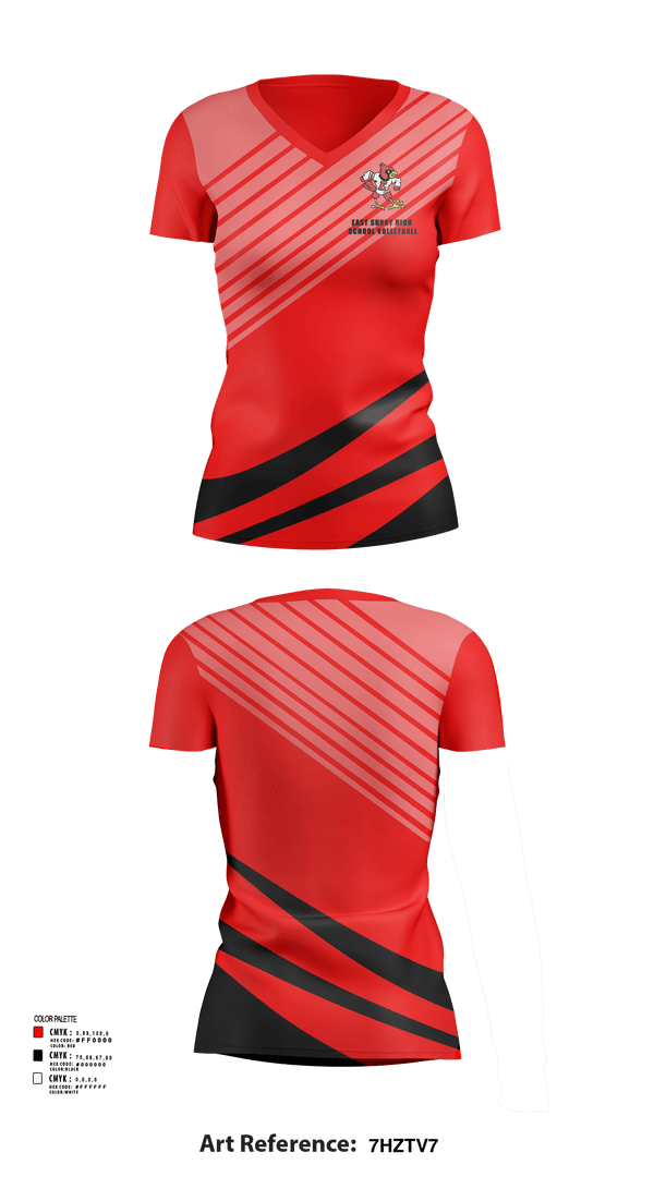 Womens Short Sleeve Vneck Shirt, East Surry High School Volleyball, Women's Volleyball, Teamtime, Team time, sublimation, custom sports apparel, team uniforms, spirit wear, spiritwear, sports uniforms, custom shirts, team store, custom team store, fundraiser sports, apparel fundraiser