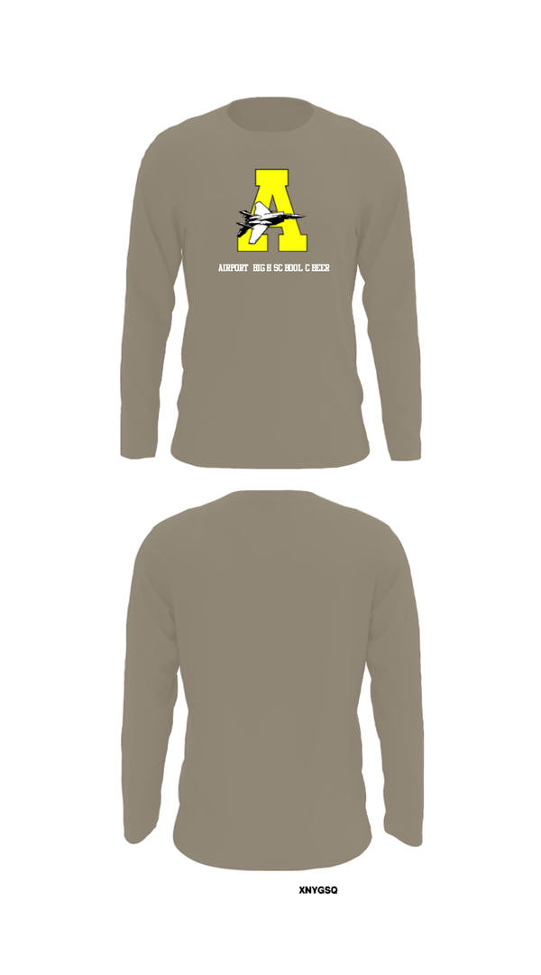 Long Sleeve Performance Shirt, Airport High School Cheer, Cheer, Teamtime, Team time, sublimation, custom sports apparel, team uniforms, spirit wear, spiritwear, sports uniforms, custom shirts, team store, custom team store, fundraiser sports, apparel fundraiser