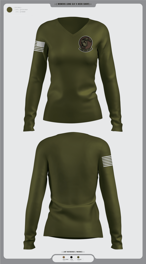 Womens Long Sleeve Vneck Shirt, 332 ECS SCOS, Air Force, Teamtime, Team time, sublimation, custom sports apparel, team uniforms, spirit wear, spiritwear, sports uniforms, custom shirts, team store, custom team store, fundraiser sports, apparel fundraiser