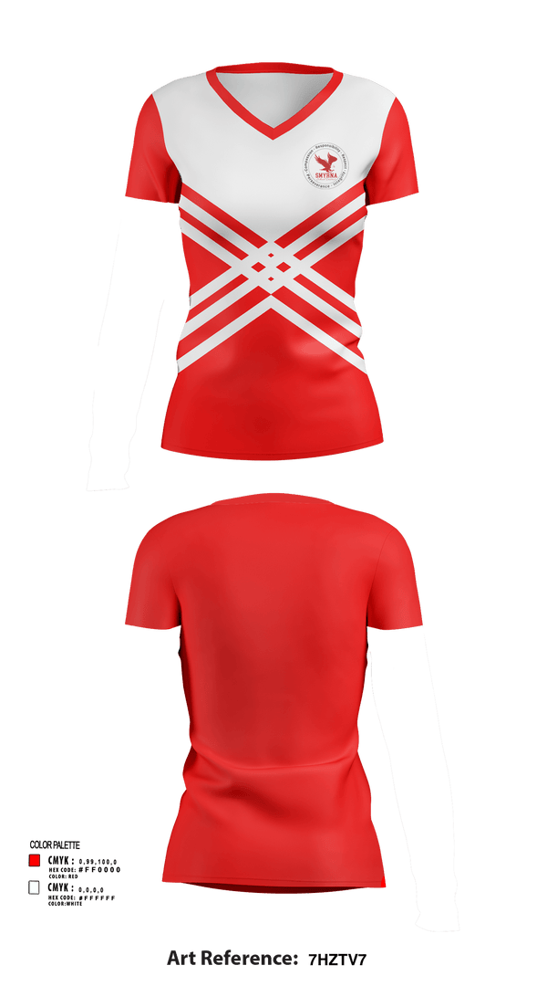 Womens Short Sleeve Vneck Shirt, Smyrna Middle School Cheer, Cheer, Teamtime, Team time, sublimation, custom sports apparel, team uniforms, spirit wear, spiritwear, sports uniforms, custom shirts, team store, custom team store, fundraiser sports, apparel fundraiser