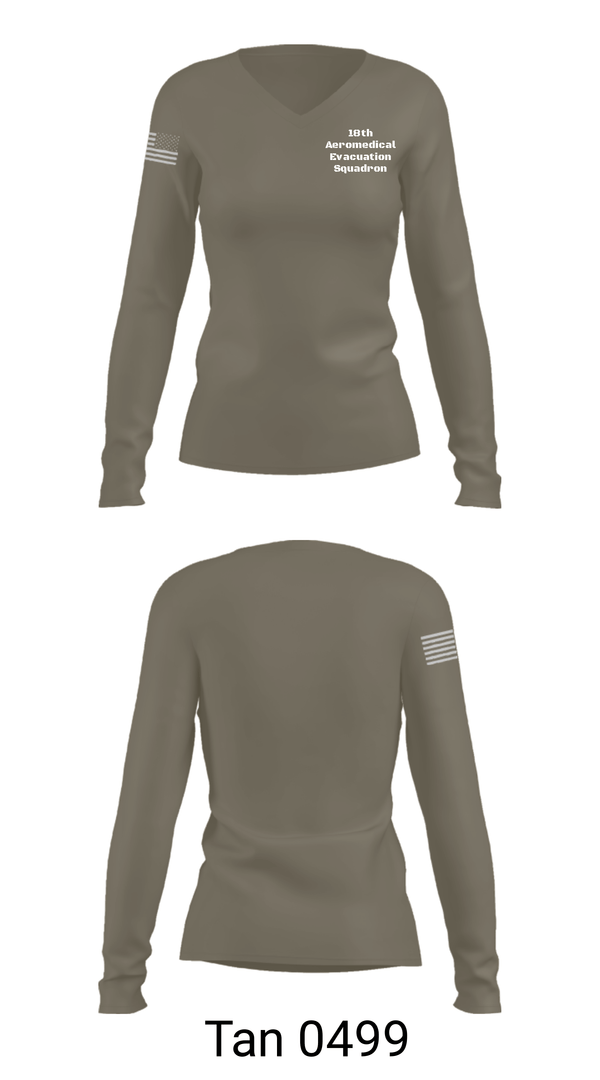 Womens Long Sleeve Vneck Shirt, 18th Aeromedical Evacuation Squadron, Air Force, Teamtime, Team time, sublimation, custom sports apparel, team uniforms, spirit wear, spiritwear, sports uniforms, custom shirts, team store, custom team store, fundraiser sports, apparel fundraiser