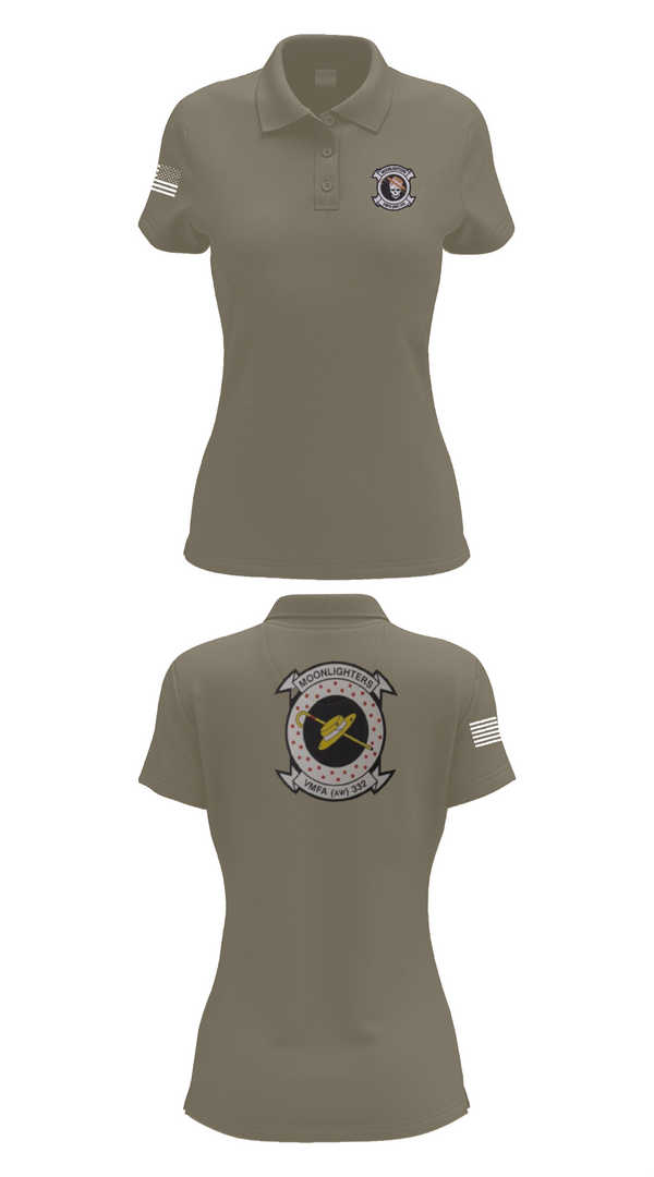 Womens Short Sleeve Performance Polo, VMFA-332 The Moonlighters, Marines, Teamtime, Team time, sublimation, custom sports apparel, team uniforms, spirit wear, spiritwear, sports uniforms, custom shirts, team store, custom team store, fundraiser sports, apparel fundraiser