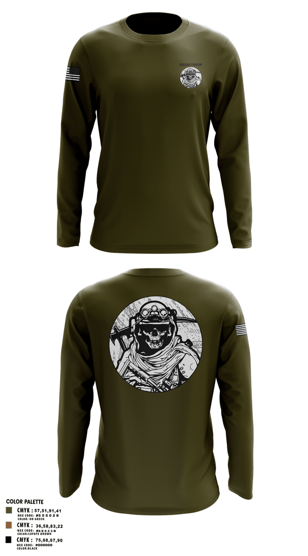 Long Sleeve Performance Polo, Killer Troop, Army, Teamtime, Team time, sublimation, custom sports apparel, team uniforms, spirit wear, spiritwear, sports uniforms, custom shirts, team store, custom team store, fundraiser sports, apparel fundraiser