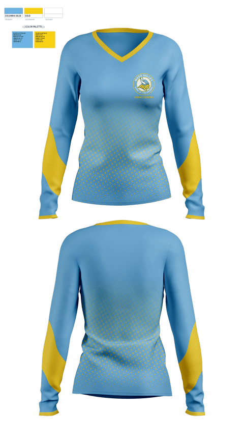 Womens Long Sleeve Vneck Shirt, River Valley Middle School Cross Country, Cross Country, Teamtime, Team time, sublimation, custom sports apparel, team uniforms, spirit wear, spiritwear, sports uniforms, custom shirts, team store, custom team store, fundraiser sports, apparel fundraiser