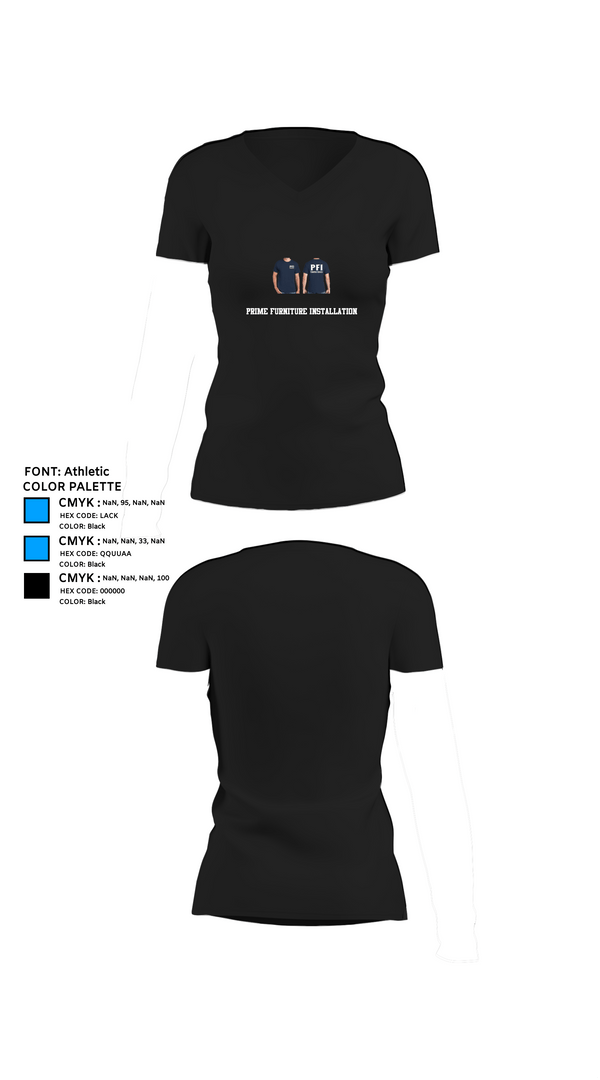 Womens Short Sleeve Vneck Shirt, Prime Furniture Installation, , Teamtime, Team time, sublimation, custom sports apparel, team uniforms, spirit wear, spiritwear, sports uniforms, custom shirts, team store, custom team store, fundraiser sports, apparel fundraiser