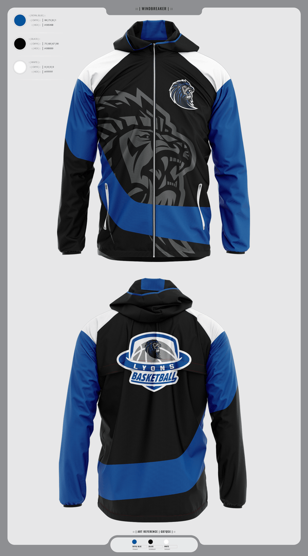 Windbreaker, Lyons Middle School Basketball, Men's Basketball, Teamtime, Team time, sublimation, custom sports apparel, team uniforms, spirit wear, spiritwear, sports uniforms, custom shirts, team store, custom team store, fundraiser sports, apparel fundraiser