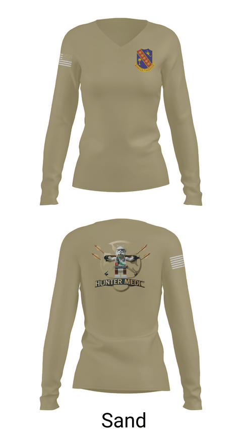 Womens Long Sleeve Vneck Shirt, 1-148th HHB Medics, , Teamtime, Team time, sublimation, custom sports apparel, team uniforms, spirit wear, spiritwear, sports uniforms, custom shirts, team store, custom team store, fundraiser sports, apparel fundraiser
