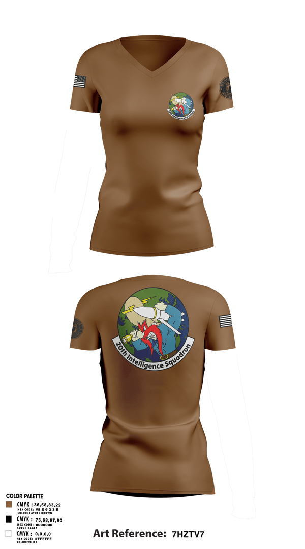 Womens Short Sleeve Vneck Shirt, 20th Intelligence Squadron, Air Force, Teamtime, Team time, sublimation, custom sports apparel, team uniforms, spirit wear, spiritwear, sports uniforms, custom shirts, team store, custom team store, fundraiser sports, apparel fundraiser
