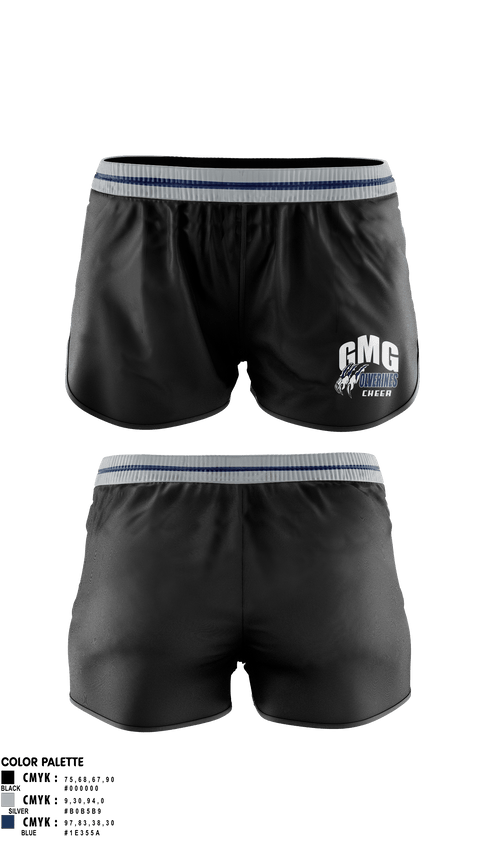 Womens Shorts, GMG Senior High School Cheer, Cheer, Teamtime, Team time, sublimation, custom sports apparel, team uniforms, spirit wear, spiritwear, sports uniforms, custom shirts, team store, custom team store, fundraiser sports, apparel fundraiser