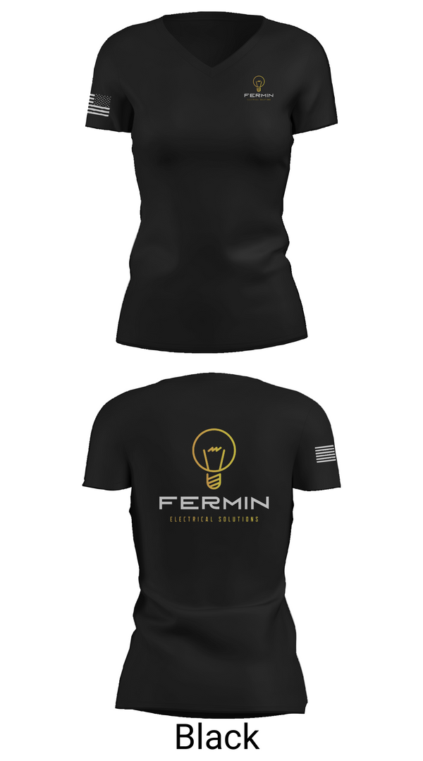 Womens Short Sleeve Vneck Shirt, Fermin Electrical Solutions, , Teamtime, Team time, sublimation, custom sports apparel, team uniforms, spirit wear, spiritwear, sports uniforms, custom shirts, team store, custom team store, fundraiser sports, apparel fundraiser