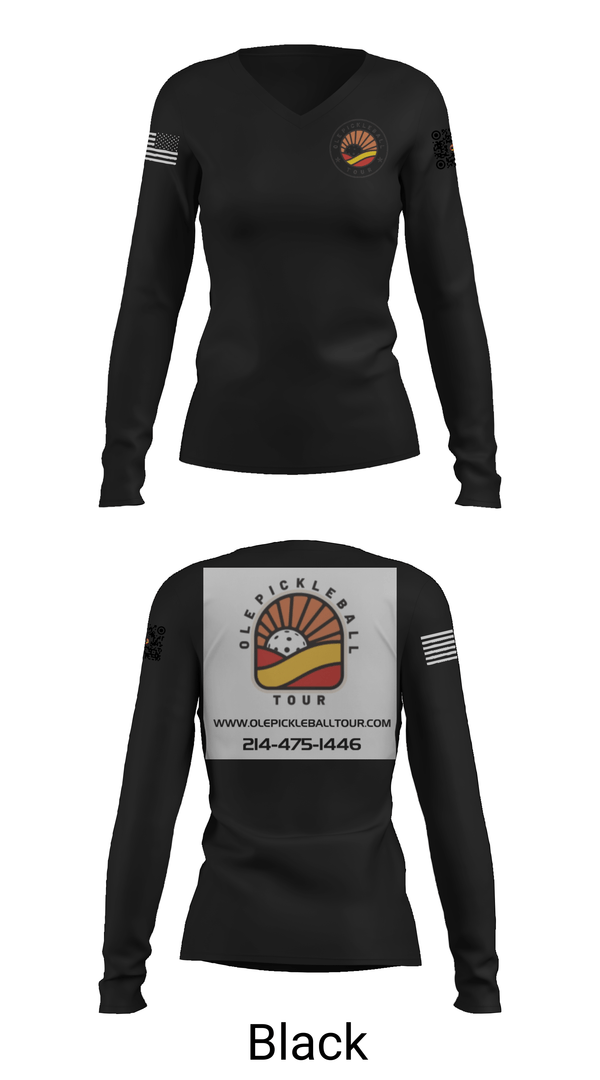 Womens Long Sleeve Vneck Shirt, Ole Pickleball Tour, , Teamtime, Team time, sublimation, custom sports apparel, team uniforms, spirit wear, spiritwear, sports uniforms, custom shirts, team store, custom team store, fundraiser sports, apparel fundraiser
