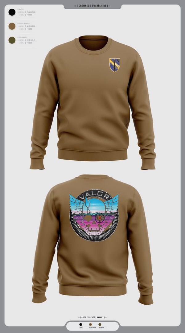 Crew Neck Sweatshirt, VALOR CO. 5BN, 1SFAB, Army, Teamtime, Team time, sublimation, custom sports apparel, team uniforms, spirit wear, spiritwear, sports uniforms, custom shirts, team store, custom team store, fundraiser sports, apparel fundraiser