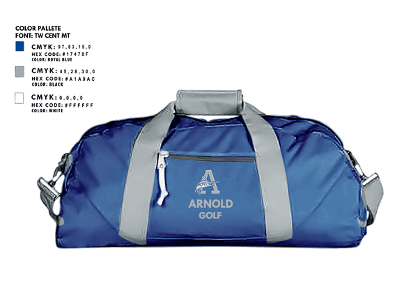Duffle Bag, Arnold High School Golf, Golf, Teamtime, Team time, sublimation, custom sports apparel, team uniforms, spirit wear, spiritwear, sports uniforms, custom shirts, team store, custom team store, fundraiser sports, apparel fundraiser