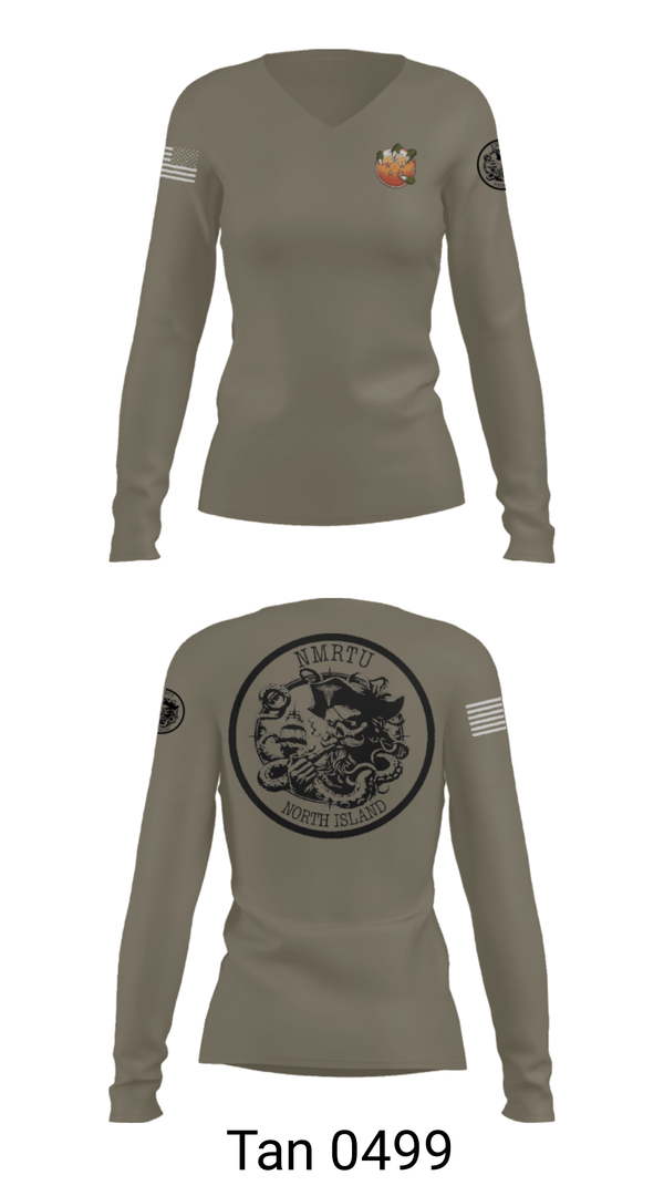 Womens Long Sleeve Vneck Shirt, USS MAKIN ISLANDC5 MKI, Navy, Teamtime, Team time, sublimation, custom sports apparel, team uniforms, spirit wear, spiritwear, sports uniforms, custom shirts, team store, custom team store, fundraiser sports, apparel fundraiser