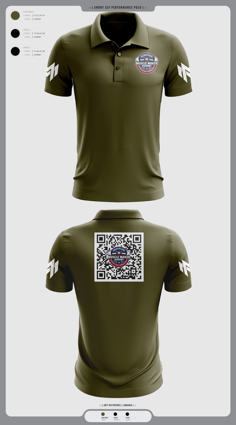 Short Sleeve Performance Polo, Muscle Maker Academy, Space Force, Teamtime, Team time, sublimation, custom sports apparel, team uniforms, spirit wear, spiritwear, sports uniforms, custom shirts, team store, custom team store, fundraiser sports, apparel fundraiser