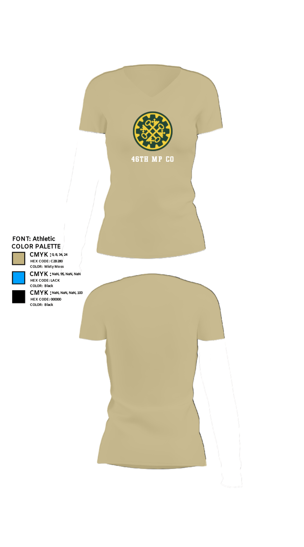 Womens Short Sleeve Vneck Shirt, 46th MP Co, Army, Teamtime, Team time, sublimation, custom sports apparel, team uniforms, spirit wear, spiritwear, sports uniforms, custom shirts, team store, custom team store, fundraiser sports, apparel fundraiser