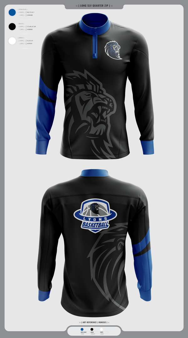 Quarter Zip Jacket, Lyons Middle School Basketball, Men's Basketball, Teamtime, Team time, sublimation, custom sports apparel, team uniforms, spirit wear, spiritwear, sports uniforms, custom shirts, team store, custom team store, fundraiser sports, apparel fundraiser