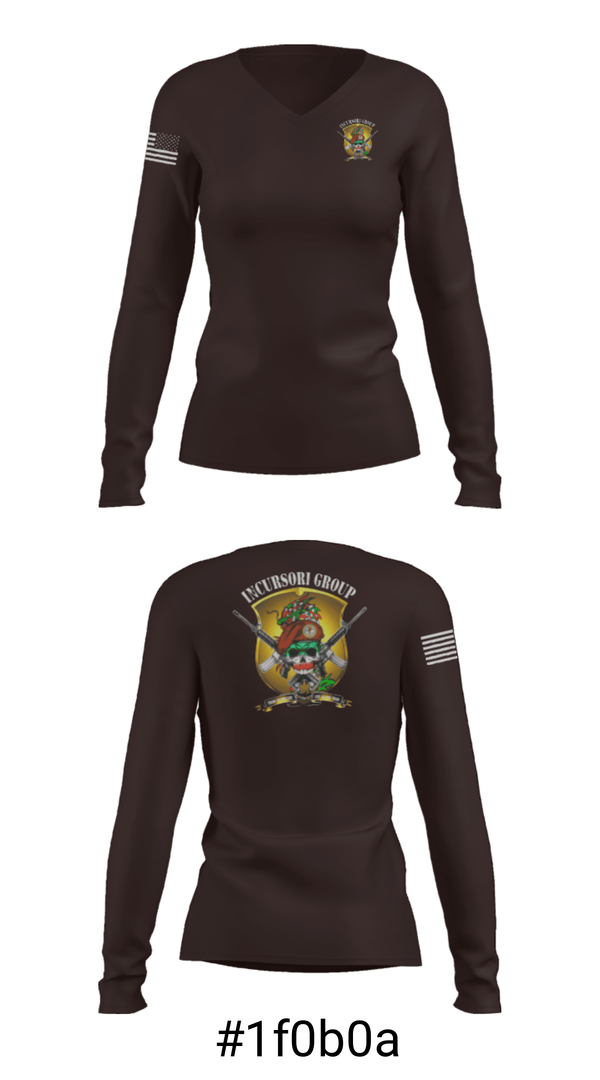 Women's Long Sleeve Vneck Shirt, Incursori, , Teamtime, Team time, sublimation, custom sports apparel, team uniforms, spirit wear, spiritwear, sports uniforms, custom shirts, team store, custom team store, fundraiser sports, apparel fundraiser