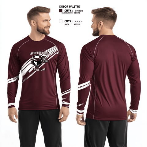Long Sleeve Performance Shirt, Gentry High School Wrestling, Wrestling, Teamtime, Team time, sublimation, custom sports apparel, team uniforms, spirit wear, spiritwear, sports uniforms, custom shirts, team store, custom team store, fundraiser sports, apparel fundraiser