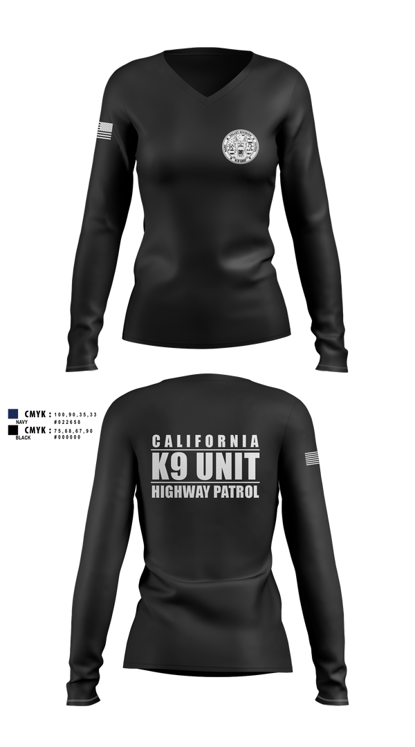 Womens Long Sleeve Vneck Shirt, VALLEY K9, , Teamtime, Team time, sublimation, custom sports apparel, team uniforms, spirit wear, spiritwear, sports uniforms, custom shirts, team store, custom team store, fundraiser sports, apparel fundraiser