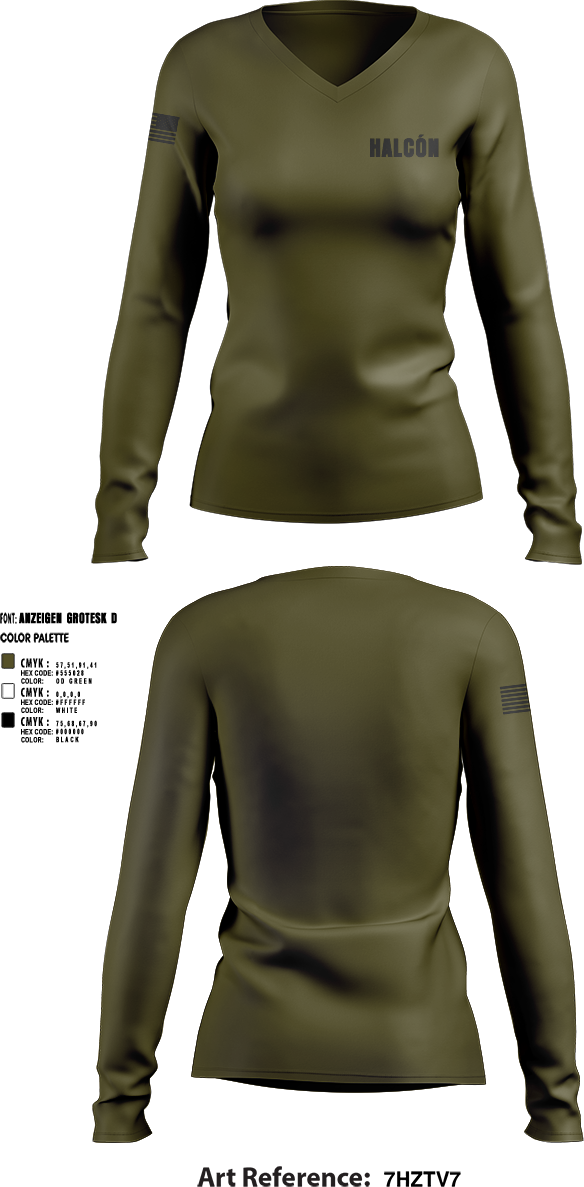 Womens Long Sleeve Vneck Shirt, Halcón, , Teamtime, Team time, sublimation, custom sports apparel, team uniforms, spirit wear, spiritwear, sports uniforms, custom shirts, team store, custom team store, fundraiser sports, apparel fundraiser