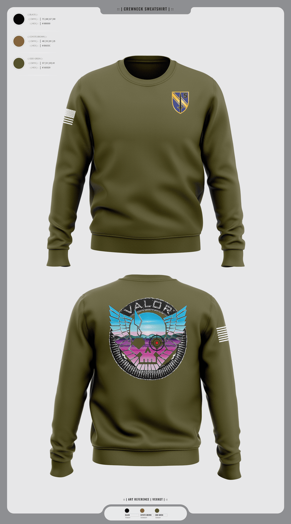 Crew Neck Sweatshirt, VALOR CO. 5BN, 1SFAB, Army, Teamtime, Team time, sublimation, custom sports apparel, team uniforms, spirit wear, spiritwear, sports uniforms, custom shirts, team store, custom team store, fundraiser sports, apparel fundraiser