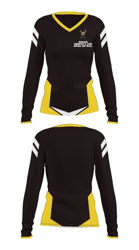 Women's Long Sleeve Vneck Shirt, Midland Community High School Softball, Softball, Teamtime, Team time, sublimation, custom sports apparel, team uniforms, spirit wear, spiritwear, sports uniforms, custom shirts, team store, custom team store, fundraiser sports, apparel fundraiser