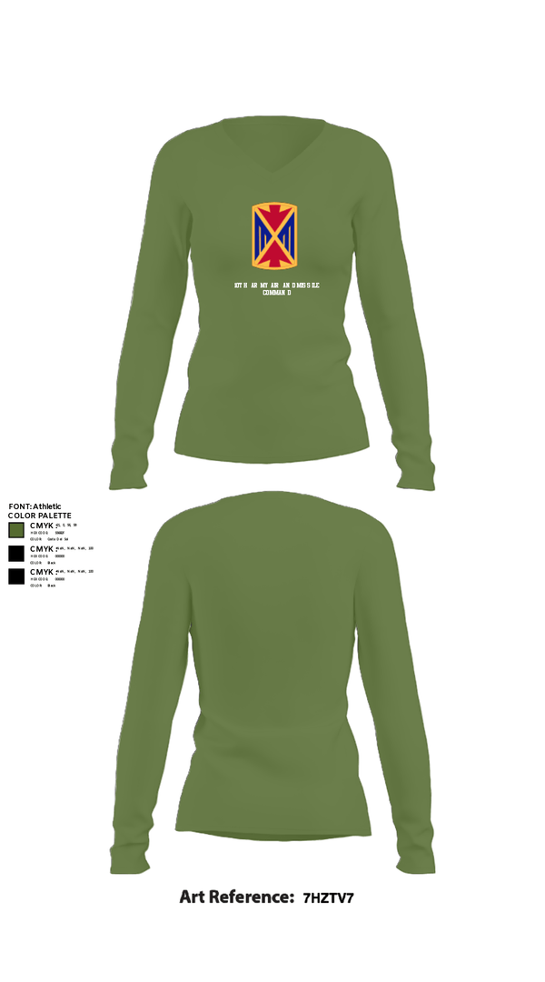 Womens Long Sleeve Vneck Shirt, 10th Army Air and Missile Command, Army, Teamtime, Team time, sublimation, custom sports apparel, team uniforms, spirit wear, spiritwear, sports uniforms, custom shirts, team store, custom team store, fundraiser sports, apparel fundraiser