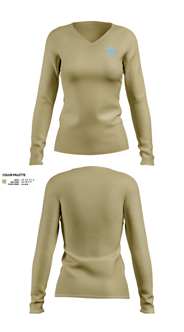 Womens Long Sleeve Vneck Shirt, Kings Kreations, , Teamtime, Team time, sublimation, custom sports apparel, team uniforms, spirit wear, spiritwear, sports uniforms, custom shirts, team store, custom team store, fundraiser sports, apparel fundraiser