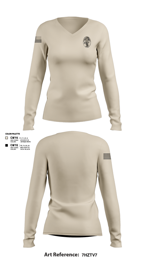 Womens Long Sleeve Vneck Shirt 1, SkullSquad, Army, Teamtime, Team time, sublimation, custom sports apparel, team uniforms, spirit wear, spiritwear, sports uniforms, custom shirts, team store, custom team store, fundraiser sports, apparel fundraiser