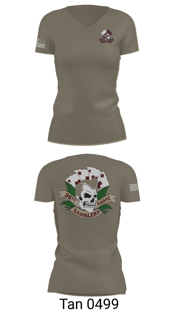 Womens Short Sleeve Vneck Shirt, Gamblers, Army, Teamtime, Team time, sublimation, custom sports apparel, team uniforms, spirit wear, spiritwear, sports uniforms, custom shirts, team store, custom team store, fundraiser sports, apparel fundraiser