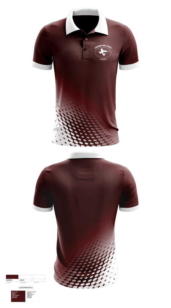 Short Sleeve Performance Polo, Garrison High School Cheer, Cheer, Teamtime, Team time, sublimation, custom sports apparel, team uniforms, spirit wear, spiritwear, sports uniforms, custom shirts, team store, custom team store, fundraiser sports, apparel fundraiser