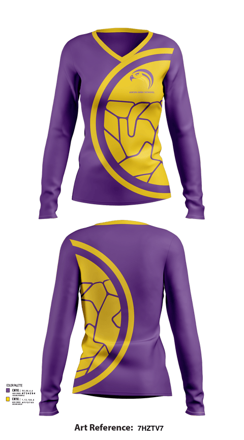Womens Long Sleeve Vneck Shirt, Aiken High School, Spirit Store, Teamtime, Team time, sublimation, custom sports apparel, team uniforms, spirit wear, spiritwear, sports uniforms, custom shirts, team store, custom team store, fundraiser sports, apparel fundraiser