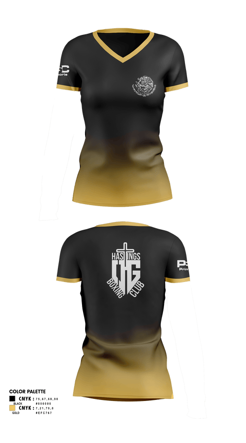 Womens Short Sleeve Vneck Shirt, OG HASTINGS BOXING CLUB, , Teamtime, Team time, sublimation, custom sports apparel, team uniforms, spirit wear, spiritwear, sports uniforms, custom shirts, team store, custom team store, fundraiser sports, apparel fundraiser