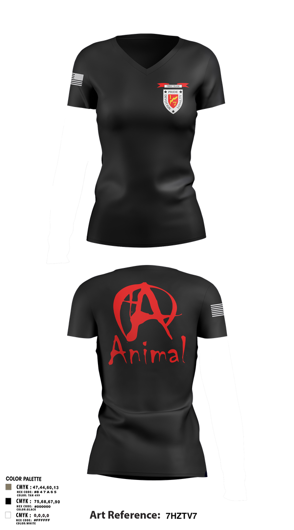 Womens Short Sleeve Vneck Shirt, 1/7 animal, Marines, Teamtime, Team time, sublimation, custom sports apparel, team uniforms, spirit wear, spiritwear, sports uniforms, custom shirts, team store, custom team store, fundraiser sports, apparel fundraiser